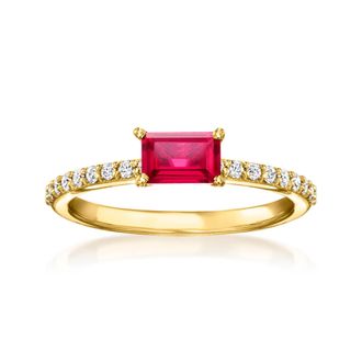 RS Pure by Ross-Simons Lab-Grown Ruby Ring With. Lab-Grown Diamonds in 18kt Gold Over Sterling