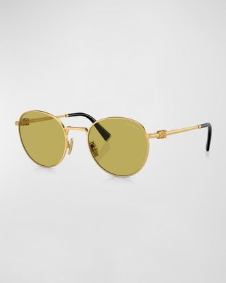 Miu Miu Logo Metal Round Sunglasses