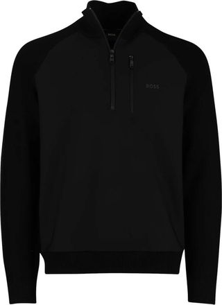 HUGO BOSS Hoodies & sweatvesten, Heren, Zwart, XL, Polyester, Half zip trui