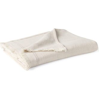 Coyuchi Canyon Organic Cotton Throw Blanket in Oyster Herringbone at Nordstrom