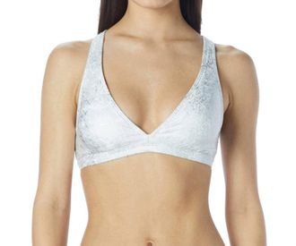 Carmen Marc Valvo Deluxe Strappy Back Triangle Bikini Top In Cmv White