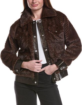 Avec Les Filles Faux Fur Trucker Jacket