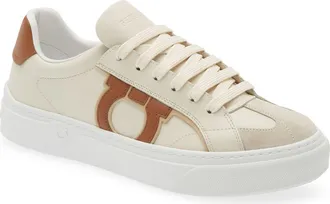 Ferragamo Sauro Gancini Sneaker in Spiaggia Mascarpone Naturale at Nordstrom, Size 10.5