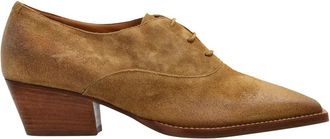 Jil Sander Su&egrave;de Schoenen met Hak Becky - Dames - Veterschoenen - Bruin - 36 EU - Su&egrave;de - Schoenen