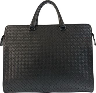 Bottega Veneta Black Intrecciato Briefcase (Pre-Owned)