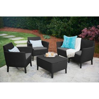 Dmora Dmora - Sal&oacute;n De Exterior Whitby, Sal&oacute;n Al Aire Libre, Conjunto De Balc&oacute;n O Jard&iacute;n, Composici&oacute;n De Sal&oacute;n Exterior, 133x67 H76 Cm, Antracita