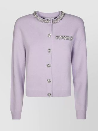 Self Portrait ribbed crystal-embellished cardigan