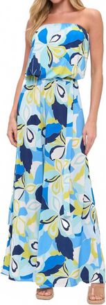 Ariella Printed Tube Jumpsuit In Blue
