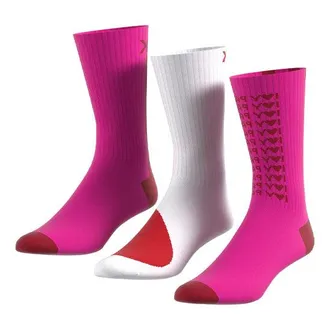 adidas Contrasting Colors Logo Jacquard Socks Couple Style 3 Pairs Pink / White / Red Brown HI3856