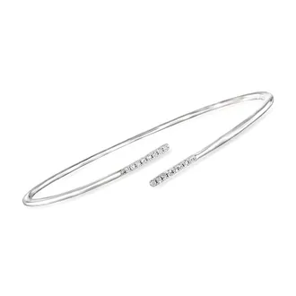 RS Pure by Ross-Simons Diamond Bypass Bangle Bracelet in Sterling Silver