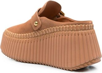 Chlo&eacute; Suede Buckle-Strap Mule - Brown