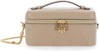 Tory Burch Tassen, Dames, Grijs, ONE Size, Leer, Charlie Vanity Case