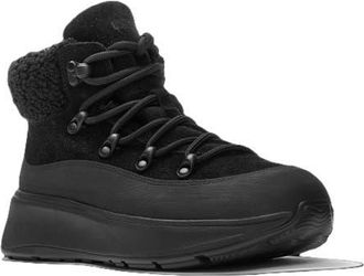 FitFlop F Mode Teddy Collar Booties in All Black at Nordstrom, Size 8.5