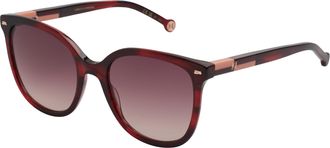 Carolina Herrera Womens HER0136S Acetate Butterfly Sunglasses for Women - Red - One Size