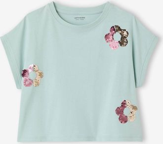 Vertbaudet M&auml;dchen T-Shirt mit Wendepailletten, verschiedene Designs aqua