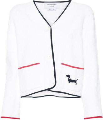 Thom Browne pointelle-knit cardigan - White