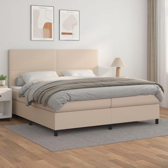 vidaXL Vidaxl - Cama Box Spring Con Colch&oacute;n Cuero Sint&eacute;tico Capuchino 200x200cm