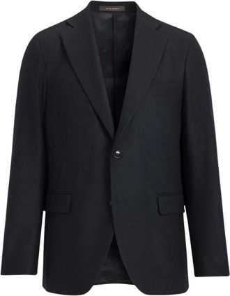Oscar Jacobson Navy Microstructure Regular Fit Blazer - Heren - Blazers - Blauw - L - Wol - Jassen
