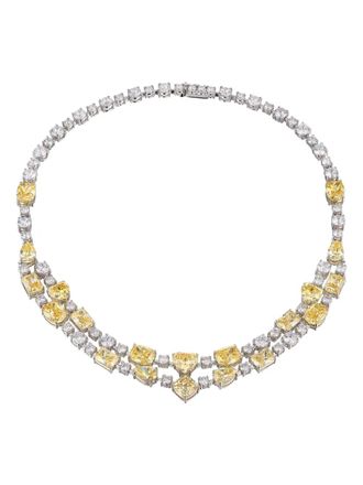 Anabela Chan Canary Love Heart diamond choker - women - Rhodium Vermeil/Lab Grown Diamond - 42 - Silver
