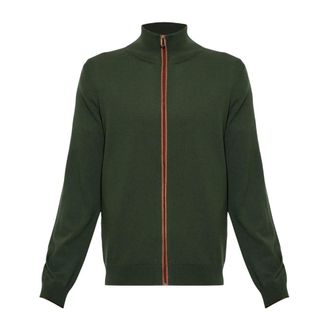 Paul Smith Merinowollen vest met opstaande kraag - Heren - Truien - Groen - Maat: XL Wol