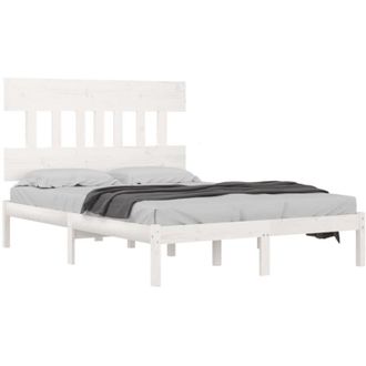 vidaXL 3104759 Bed Frame without Mattress White 200x200 cm Solid Wood Vidaxl