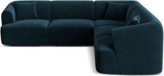 Cosmopolitan Design Sof&aacute; esquinero sim&eacute;trico modular 6 plazas terciopelo petr&oacute;leo oscuro