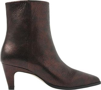 VIA VAI Lina Jackson bronskleurige enkellaarsjes - Dames - Laarzen met Hak - Bruin - 40 EU - Leer - Schoenen