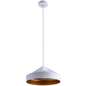 Paco Home Paco Home - Luminaria Suspensión Colgante Comedor Cocina Mesa Comedor Interior Dorado Oro Blanco, Diseño t + lámpara A95 ámbar