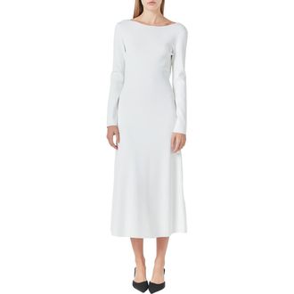 endless rose Open Back Long Sleeve Midi Sweater Dress in Cream at Nordstrom, Size Small