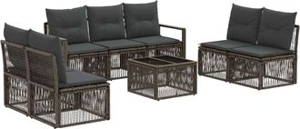 vidaXL Conjunto De Sof&aacute;s De Jard&iacute;n 8 Uds. Gris Rat&aacute;n Sint&eacute;tico Vidaxl