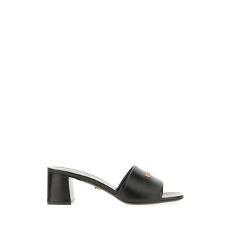 Versace Heeled Mules - Dames - Muiltjes - Zwart - 37 EU - Leer - Schoenen
