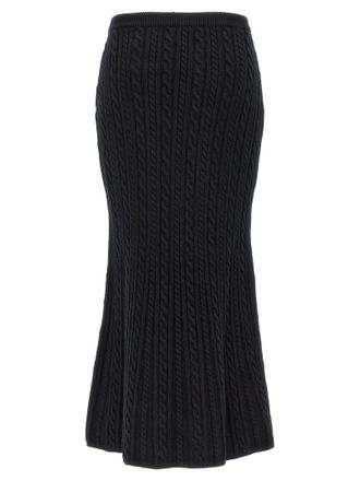 Alessandra Rich Cable-Knit Wool Skirt - Black