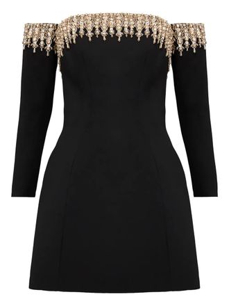 Jenny Packham Love Bubble off-shoulder mini-jurk - Zwart