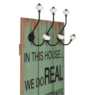 Berkfield Home Wall-mounted Coat Rack with 6 Hooks 120x40 cm HAPPY LOVE
