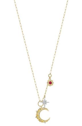 Hueb Penka Diamond & Ruby Multicharm Necklace in Yellow And White Gold at Nordstrom, Size 18