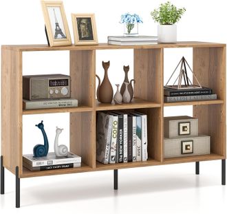 Costway Costway Libreria Estanteria De 6 Cubos, Estanteria Libros De Madera De 2 Niveles Con Patas De Metal, Estanteria Cubo De Estantes Ajustables En 5 Posic