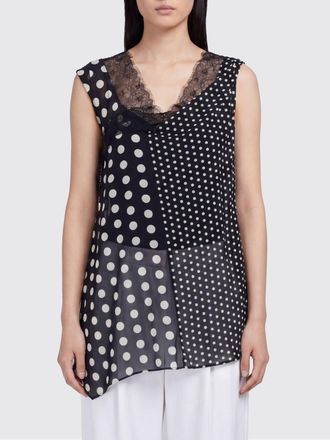 Junya Watanabe Asymmetric Polka Dot Polyester Top with Lace Inserts