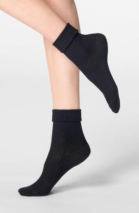 Orobl&ugrave; Cotton Blend Rib Crew Socks in Black at Nordstrom