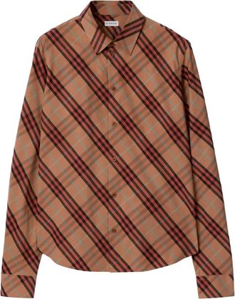 Burberry checked buttoned cotton shirt - Marrone