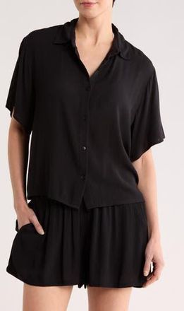 Nordstrom Rack Easy Gauze Cover-Up Shirt in Black at Nordstrom Rack, Size X-Small