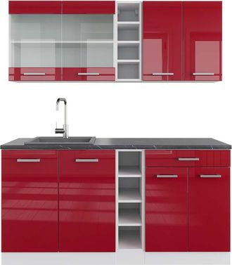 Vicco Cocina Vers&aacute;til R-line, Burdeos Brillo Intenso/blanco, 160 Cm, Et Antracita