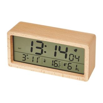 OEM Reloj De Madera Maciza, Reloj Multifuncional Sencillo, Luz Nocturna, Despertador De Madera Con Pantalla Grande - Amarillo