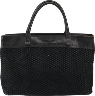 Bottega Veneta Vintage Handbag Canvas Black Canvas Handbag (Pre-Owned)