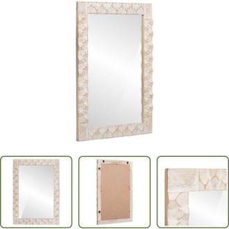 vidaXL vidaXL Specchio in mango - Specchio da bagno Finitura Bianco Lavato 50 x 70 x 2,5 cm