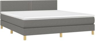 vidaXL Vidaxl - Cama Box Spring Con Colch&oacute;n Y Led Tela Gris Oscuro 180x200 Cm