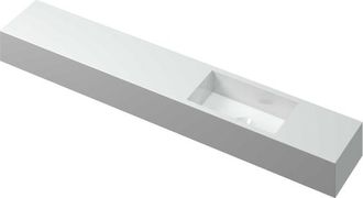 Bernacchini Nice Time Fonteinplateau - 120x20x10cm - wasbak rechts - 0 kraangaten - rechthoekige kom - polystone wit glans