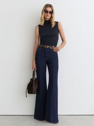 Reiss Navy Funnel-neck Jersey-knit Vest With Wool, XL