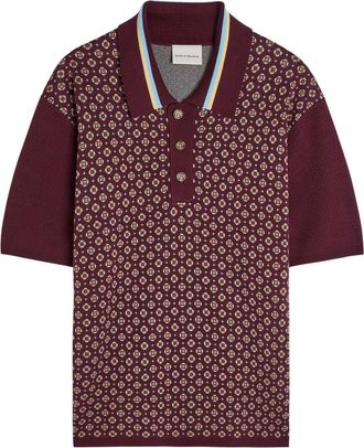 Dr&ocirc;le de Monsieur DR&Ocirc;LE DE Monsieur Polo Maille Jacquard Cravate Patterned Cotton-blend Polo Shirt - Dark Red - XL