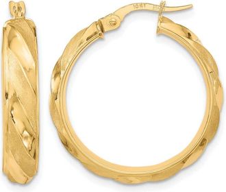 Diamond2Deal 10K Yellow Gold Round Twisted Hoop Earrings