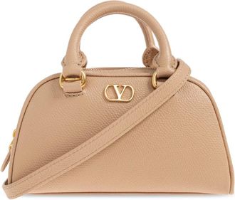 Valentino Garavani Tassen, Dames, Roze, ONE Size, Leer, Leren Tas Met Logo
